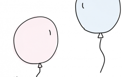 rysunek, dzieci z balonami